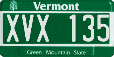 VT license plate XVX135