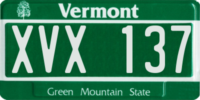 VT license plate XVX137
