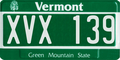 VT license plate XVX139