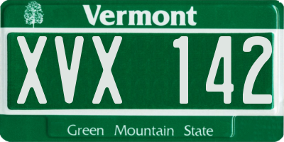 VT license plate XVX142
