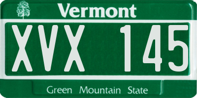 VT license plate XVX145