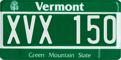 VT license plate XVX150