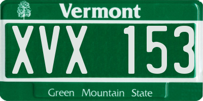 VT license plate XVX153