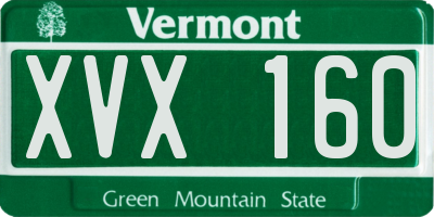 VT license plate XVX160