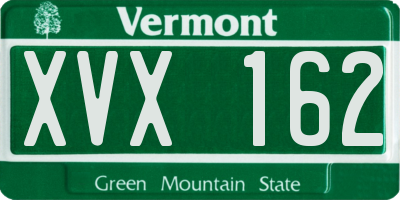 VT license plate XVX162