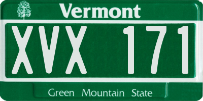 VT license plate XVX171