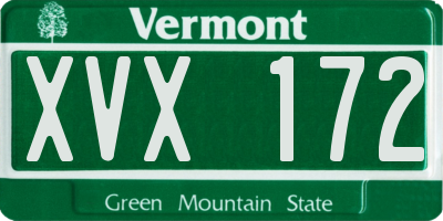 VT license plate XVX172