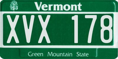 VT license plate XVX178