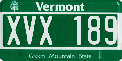 VT license plate XVX189