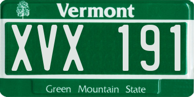 VT license plate XVX191