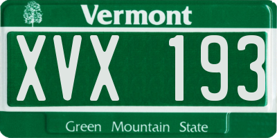 VT license plate XVX193