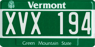 VT license plate XVX194