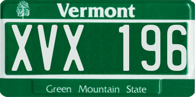 VT license plate XVX196