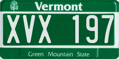 VT license plate XVX197