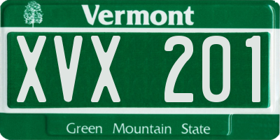 VT license plate XVX201
