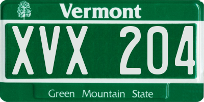 VT license plate XVX204