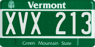 VT license plate XVX213