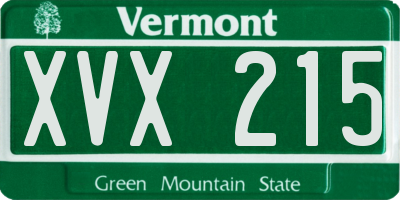 VT license plate XVX215