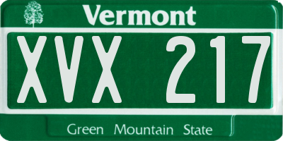 VT license plate XVX217