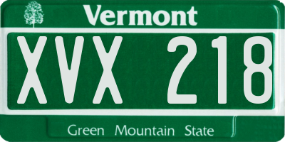 VT license plate XVX218