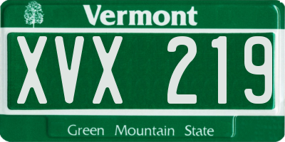 VT license plate XVX219
