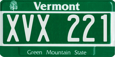 VT license plate XVX221