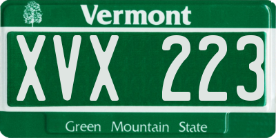 VT license plate XVX223