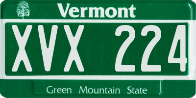 VT license plate XVX224
