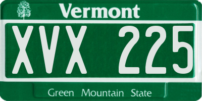 VT license plate XVX225