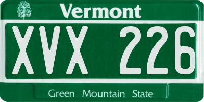 VT license plate XVX226