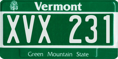 VT license plate XVX231