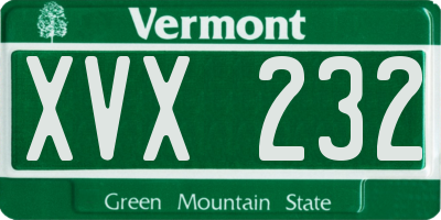VT license plate XVX232