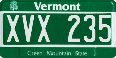 VT license plate XVX235