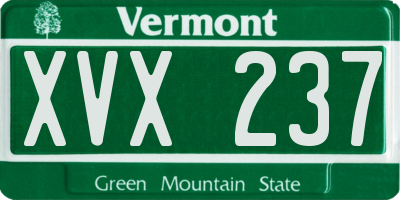 VT license plate XVX237