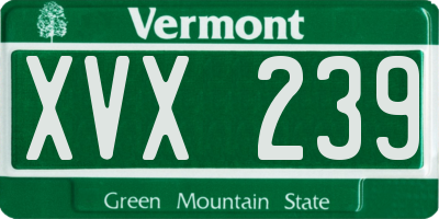 VT license plate XVX239