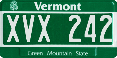 VT license plate XVX242