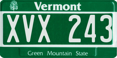 VT license plate XVX243