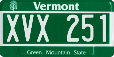 VT license plate XVX251