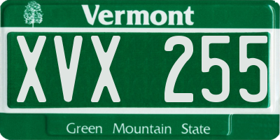VT license plate XVX255