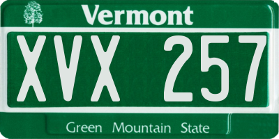 VT license plate XVX257