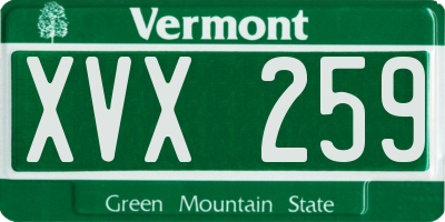 VT license plate XVX259