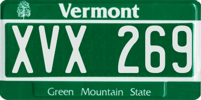 VT license plate XVX269