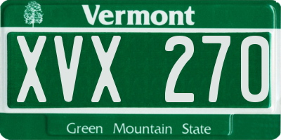 VT license plate XVX270