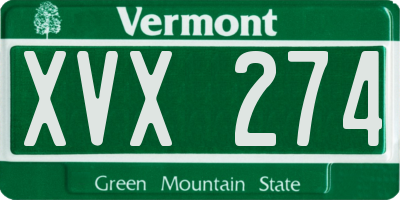VT license plate XVX274
