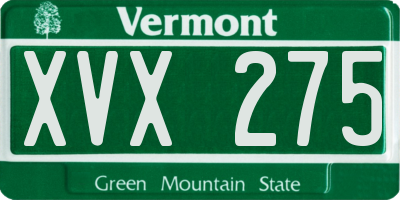 VT license plate XVX275