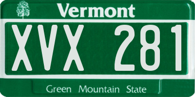 VT license plate XVX281