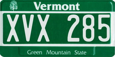 VT license plate XVX285