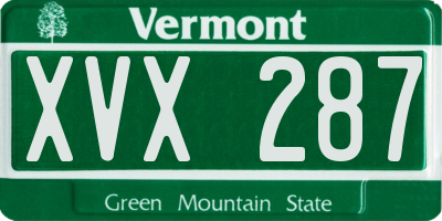 VT license plate XVX287