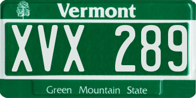 VT license plate XVX289