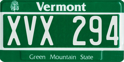 VT license plate XVX294